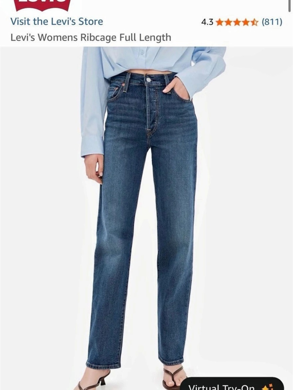 Levi's Ribcage Full Length Straight Leg Jeans in Blue Waist 26 Like New